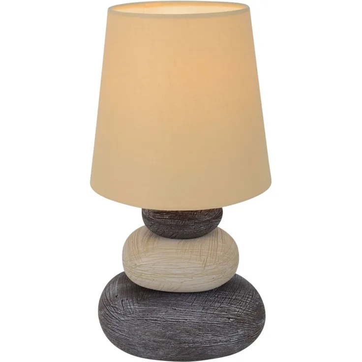 Tischlampe Wohnzimmer Tischleuchte Schlafzimmer Keramik Stoff Beige 3045227