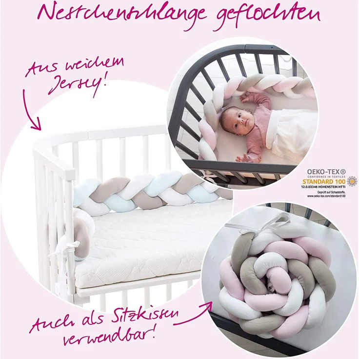 Tobi babybay Nestchenschlange geflochten weiß/beige/rosé – Bild 2