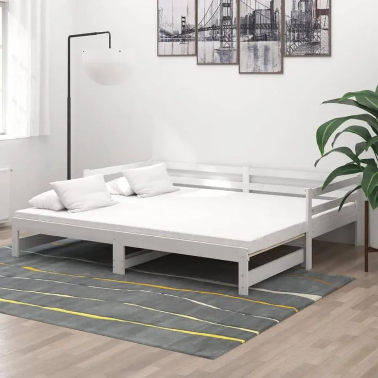 vidaXL Tagesbett Ausziehbar Weiß Kiefer Massivholz 2x(90x200) cm [806951]