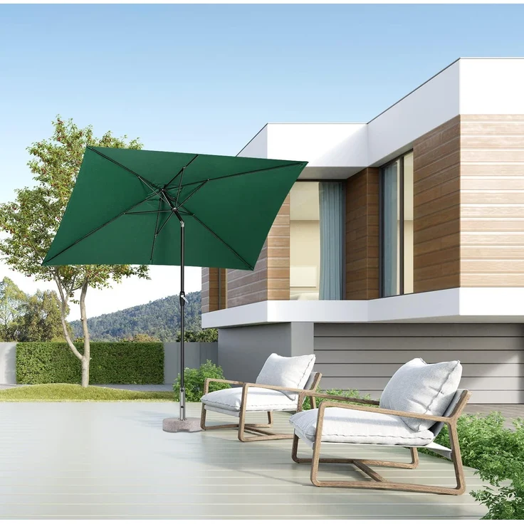 Sekey Sonnenschirm mit Kurbel und UV50+, knickbar, Aluminium grün, 200 × 300 cm – Bild 8
