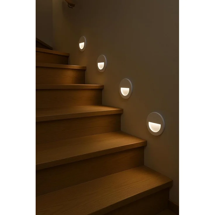 3W LED Treppenlicht Treppenbeleuchtung Treppenleuchte Stufenlicht Stufen Leuchte Rund Weiß – Bild 1