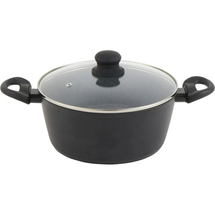 Russell Hobbs RH02809EU7 Metallic Marble Topf - Antihaft-Auflauftopf, 24 cm/2 L, Suppentopf, Deckel aus gehärtetem Glas mit Dampfbelüftung, geeignet für Induktionskochfeld, weiche Griffe, leicht – Bild 1