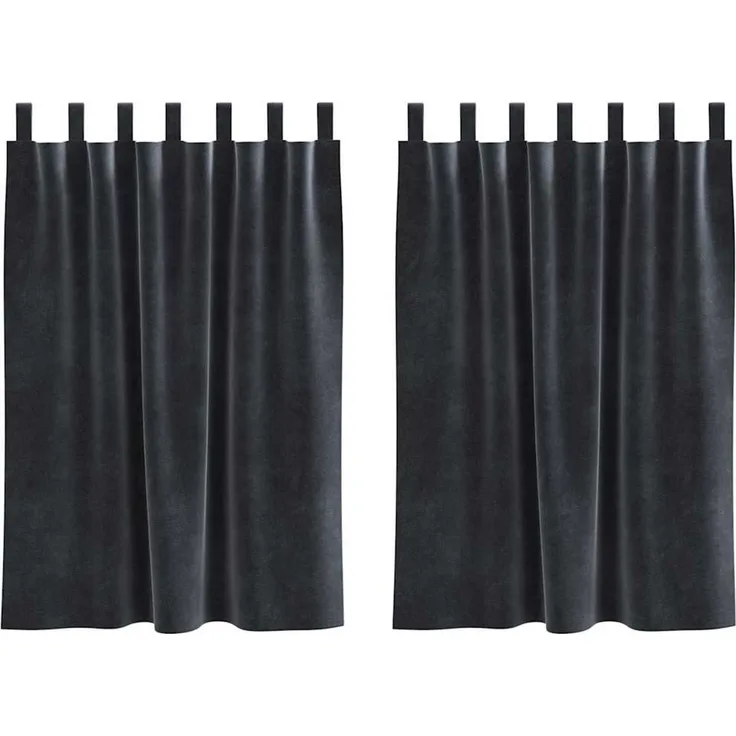 Verdunkelungsvorhänge 2 pcs | für Wohnzimmer & Schlafzimmer Dunkelgrau 140 x 140 cm Samt