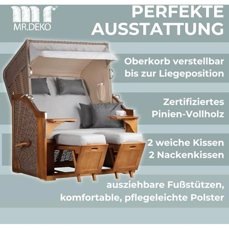 Strandkorb Schleswig Pinie braun PE mokka Dessin 559 – Bild 5