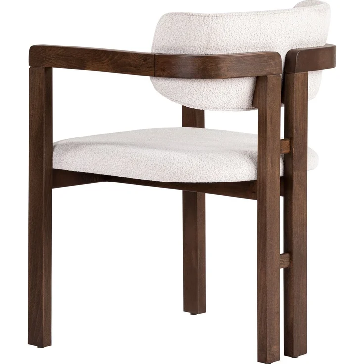 Modern Beech Wood Chair with Chenille Texture Fabric, Easy Clean, White & Dark Walnut, 54 x 76 x 54 cm | Comfortable 5 cm Foam Seat, Perfect for Home Office & Contemporary Spaces – Bild 4