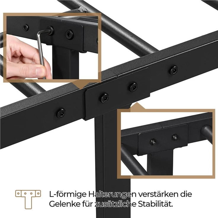 Yaheetech Metallbett mit Lattenrost, Wolkenmuster, Metall Schwarz, 90x200 cm – Bild 7