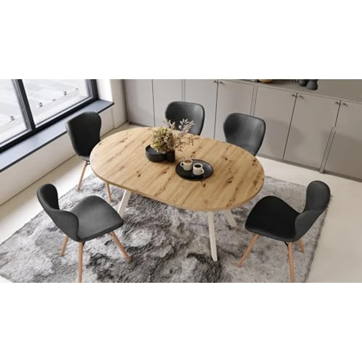 designimpex Esstisch Design Esstisch Aldo ausziehbar 90 cm bis 145 cm rund Esszimmer Tisch, Esstisch, Esszimmertisch, Tisch, Ausziehtisch, Küchentisch, Esszimmer – Bild 10