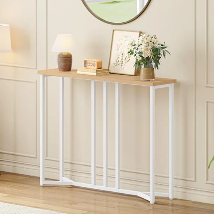 YITAHOME Konsolentisch Schmal, Console Table, 20 x 80 x 80 cm, Konsolentisch Weiss 20 cm tief, Beistelltisch Hoch, Flurtisch, Schmaler Sofatisch für Flur, Wohnzimmer, Schlafzimmer – Bild 3