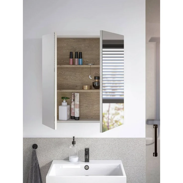 moebel-dich-auf Badezimmerspiegelschrank LONDRES (Spiegelschrank Spiegel Badmöbel Badschrank Badspiegel, 2 Türen, Breite 60cm) – Bild 3