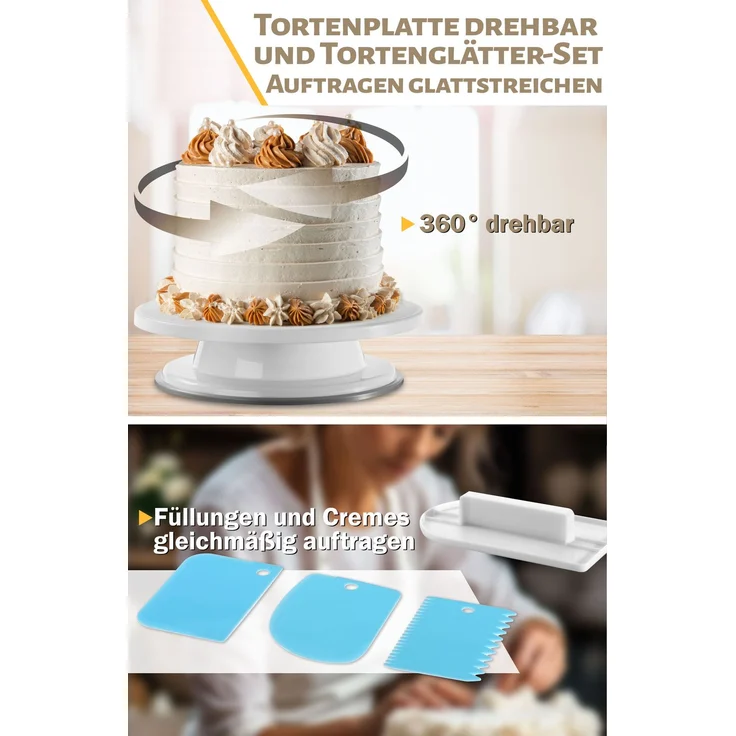 Aurelia Home Torten-Backset mit Tortenring 15 cm – Drehteller und Dekozubehör – Bild 4