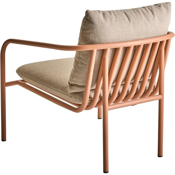 Gartensessel Bendt mit Kissen aus Aluminium und Teddy-Olefin, skandinavischer Stil, Peach Beige, Outdoor geeignet – Bild 2