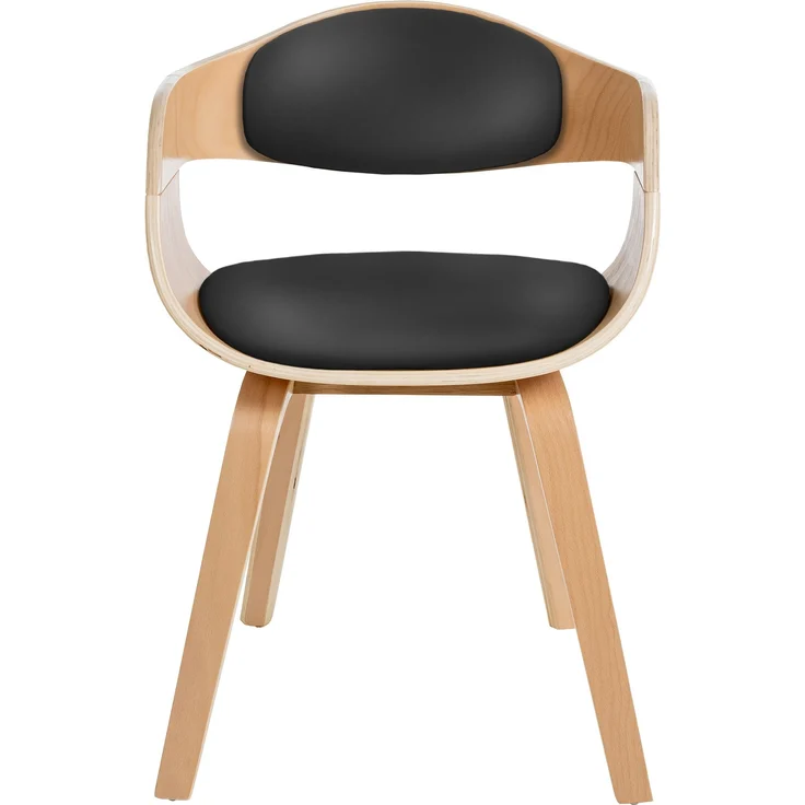 DELUKE® Besucherstuhl LONDON - 73x49x46cm, Natur/Schwarz Kunstleder Holz Gestell Konferenzstuhl Wartezimmerstuhl – Bild 3