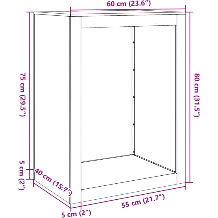 vidaXL Brennholzregal Weiß 60x40x80 cm Stahl 850997 – Bild 9