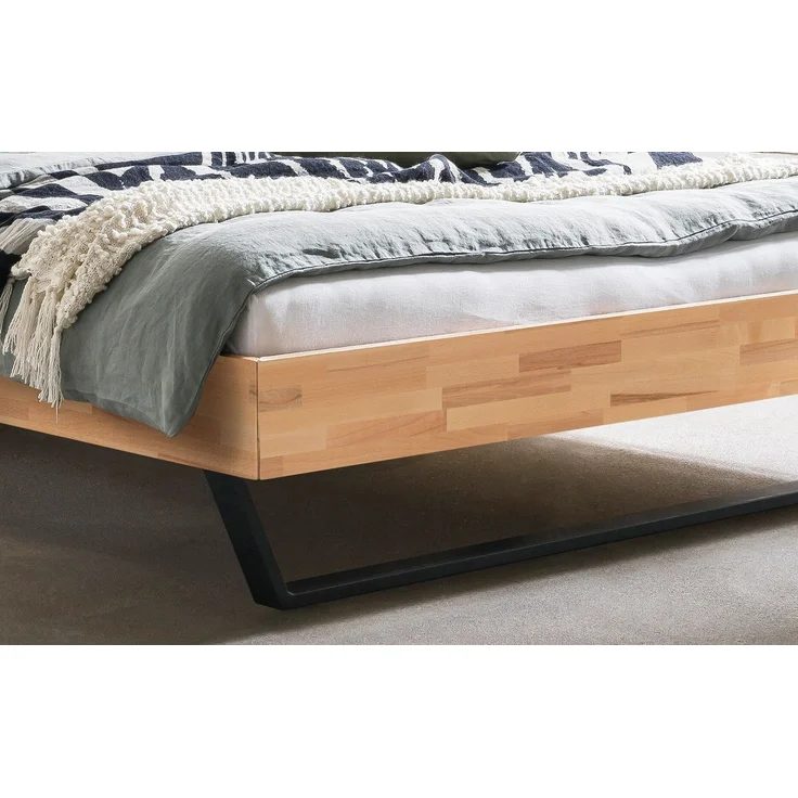 Hasena Massivholzbett Sariano Kernbuche, gepolstertes Kopfteil 140x210 cm, Fußhöhe 20 cm – Trento – Bild 4