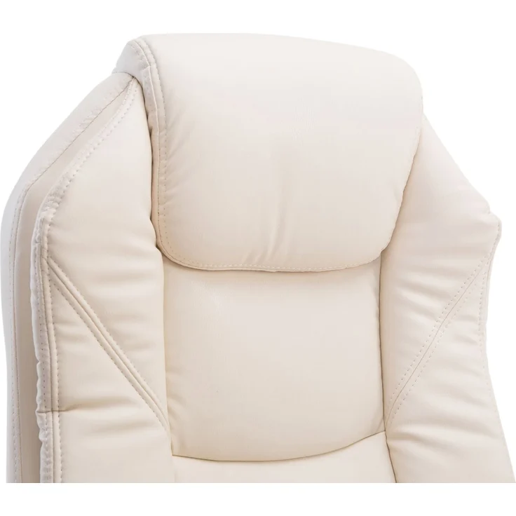 DELUKE® Bürostuhl MEDHA - 114x67x64, Creme Kunstleder Metall in Chromoptik Gestell ergonomische Bürostühle Homeoffice Stuhl mit Rollen – Bild 5