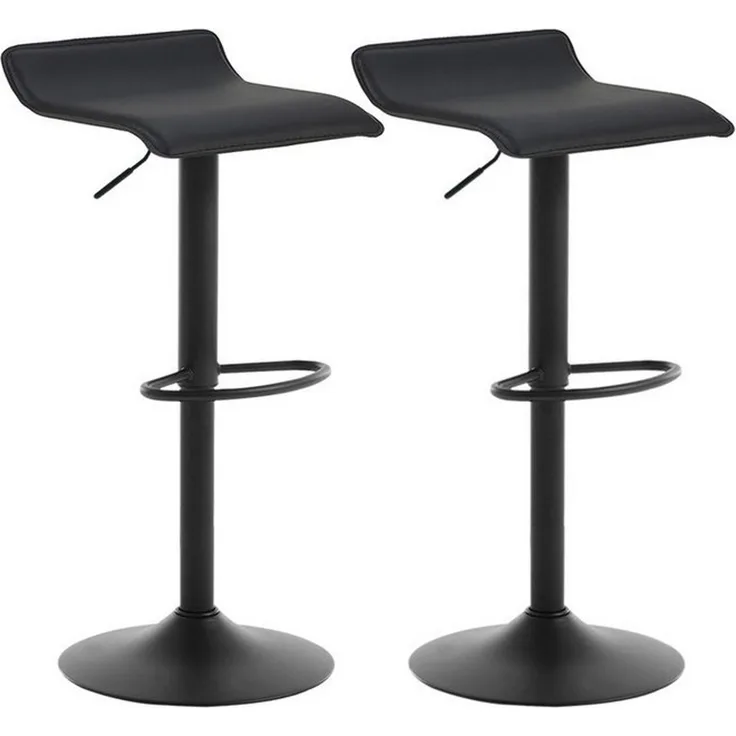 2er Set Barstuhl aus Kunstleder und Stahl schwarz