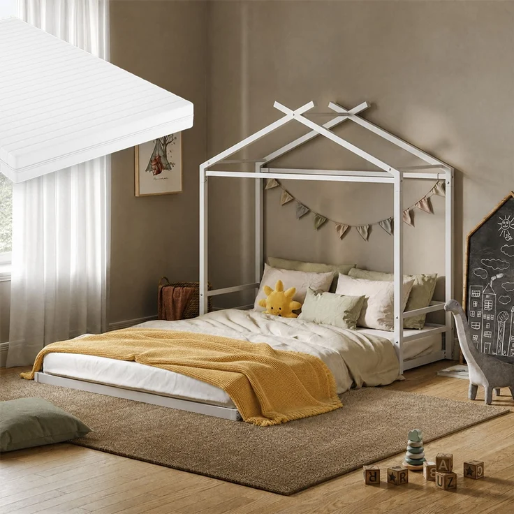 Bodenbett Roofy Weiß 140x200 mit Matratze Vitalispa – Bild 3
