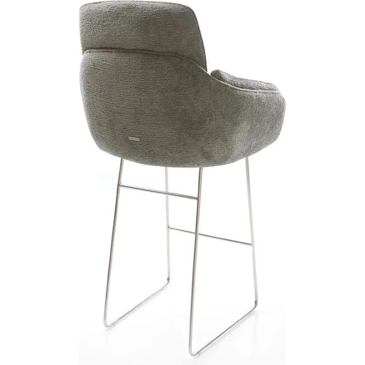 Barstuhl Luan-Flex Bouclé Soft Schlamm Kufengestell Edelstahl Silberfarben – Bild 6