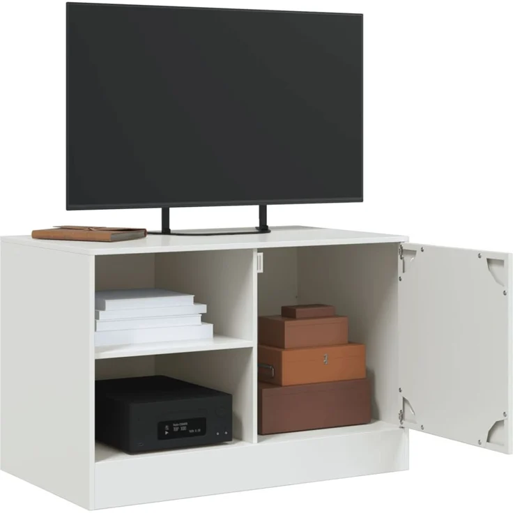 2 pcs TV-Schrank, Lowboard TV Weiß 67x39x44 cm Stahl – Bild 4