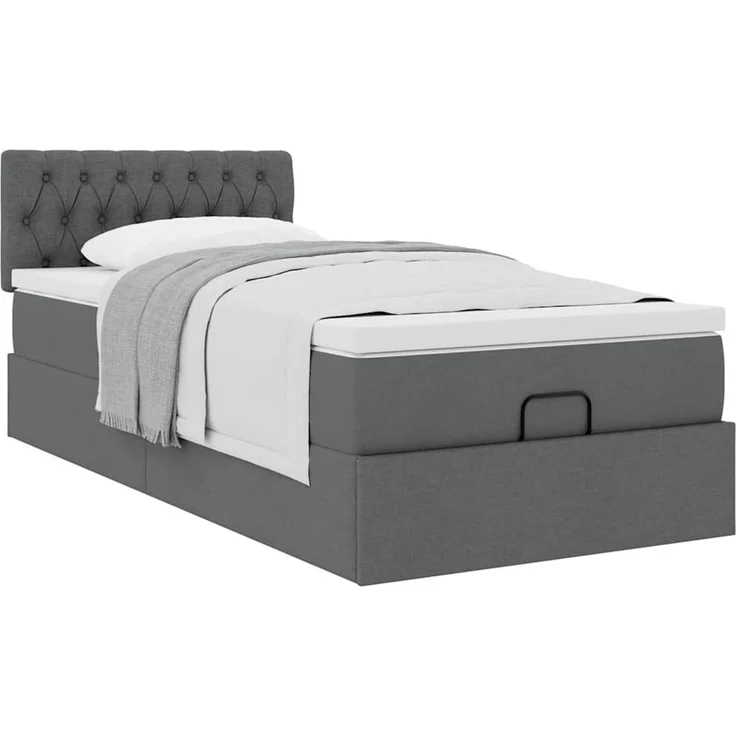 vidaXL Ottoman-Bett mit Matratze Dunkelgrau 80x200 cm Stoff 3311498 – Bild 9