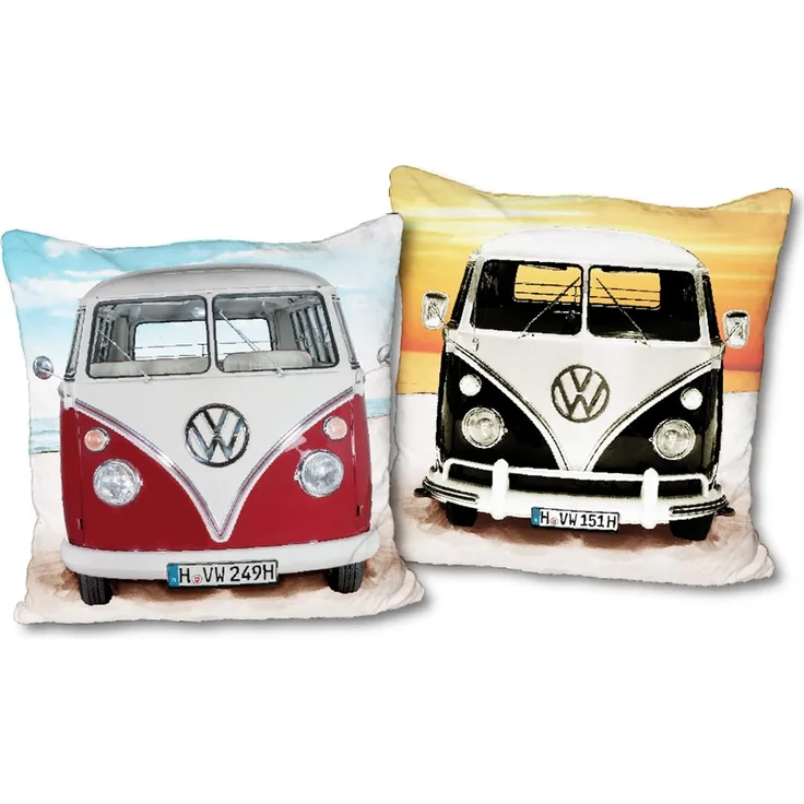 BERONAGE Dekokissen VW Volkswagen Bulli T1 Kissen 089 Beach 40 x 40 cm Kuschelkissen, passend zur Bettwäsche, ideal für Sofa, Couch, Bett, Auto, Camping