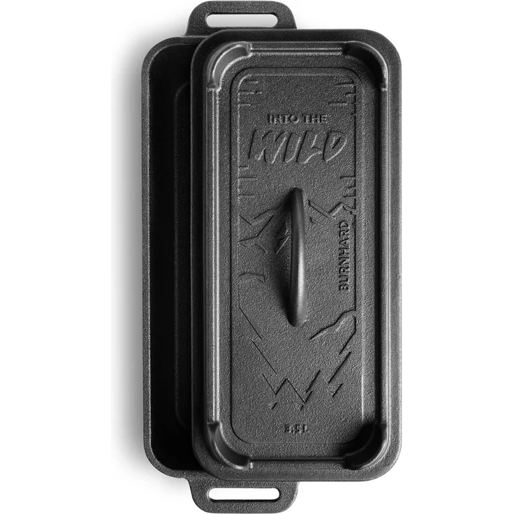BURNHARD Gusseisen Brotbackform mit Deckel 3,5 L rechteckig, Pre-Seasoned, Kastenform ideal zum Brotbacken, Braten und Kochen, 35,4 x 14,3 x 15,3 cm, inkl. Anleitung zum Einbrennen​ - Schwarz - #946113 – Bild 2