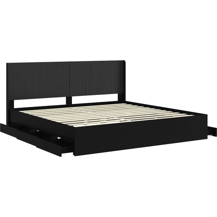vidaXL Bettgestell mit Stauraum und Kopfteil Schwarz 200 x 200 cm 3413918 – Bild 5