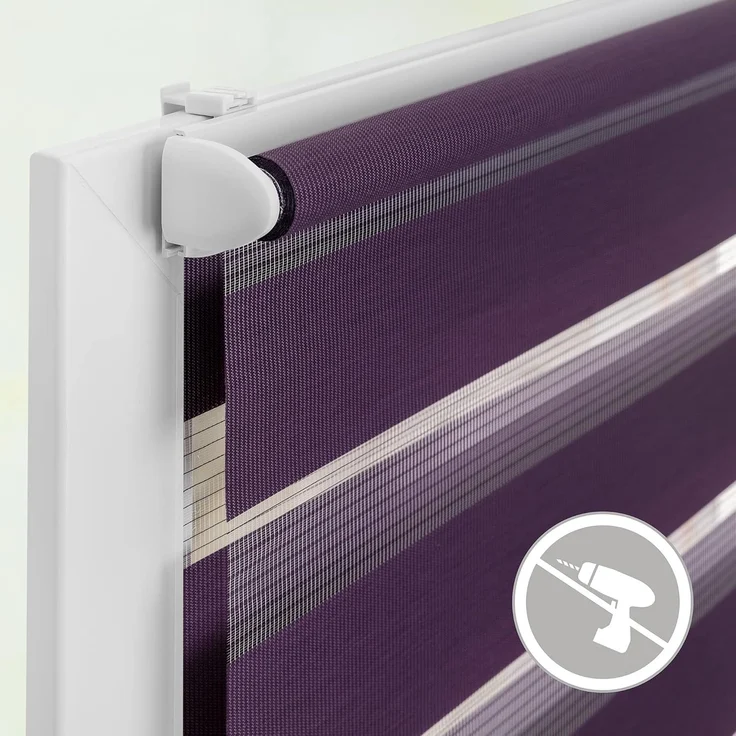 Lichtblick Sonnenschutzsysteme GmbH Doppelrollo Kopenhagen 55 cm x 150 cm (BxL) Brombeer modernes Duo Rollo; Klemm- und schraubbar; Lichtdurchlässig und blickdicht – Bild 6
