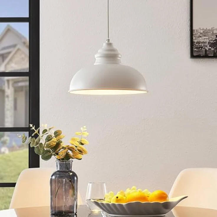 Lindby Pendelleuchte 'Cliona', mattweiß, Metall, Ø 31 cm, E27 für Wohnzimmer & Esszimmer – Bild 3