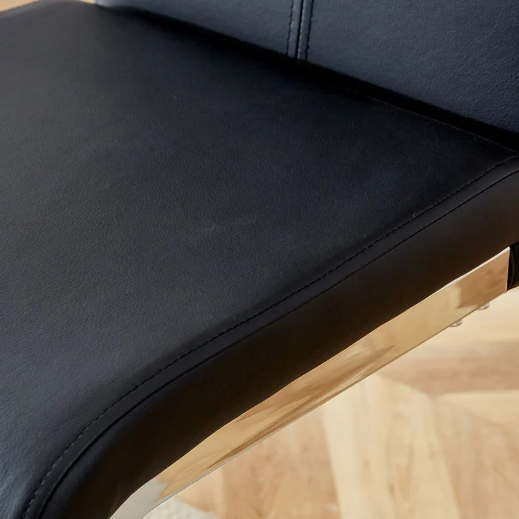 Zwei hohe schwarze Barhocker im nordischen Stil, geeignet für Restaurants, Küchen, Terrassen und Gäste Bürostühle (Set von 2) (‌Schwarz+PU)Geeignet für mehrere Gelegenheiten.--Schwarz+Silber--96.5x46.5x38.9cm--YOUDENOVA – Bild 8