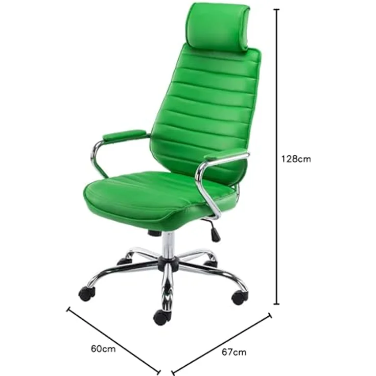 TPFLiving Bürostuhl Rocket, Grüner Drehstuhl mit hochwertigem Textilbezug, Höhenverstellbar, Wippmechanismus, 60x128x67 cm – Bild 2