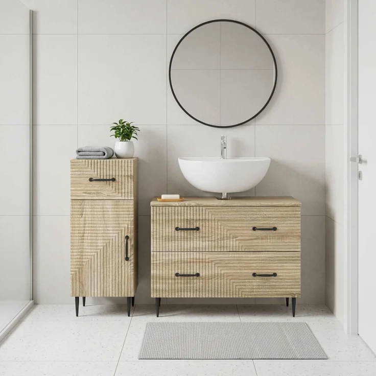 vidaXL 2-teiliges Badezimmer Schrank Set HAARLEM Sonoma-Eiche 3417695 – Bild 1