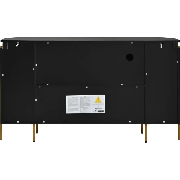 ZUBALIYA Sideboard 140x38x80 cm, mit 4 Türen, aus MDF, Schwarz – Bild 13
