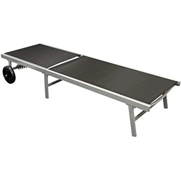 DEGAMO OSTIA Rollenliege, Aluminium + Kunstgewebe, silbergrau/schwarz, 200cm – Bild 2