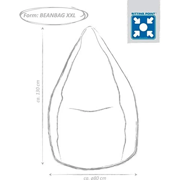 Sitting Point Beanbag Jamie, 260 l Outdoor-Sitzsack aus Polyester mit formstabiler Polystyrol-Füllung, Sand – Bild 3