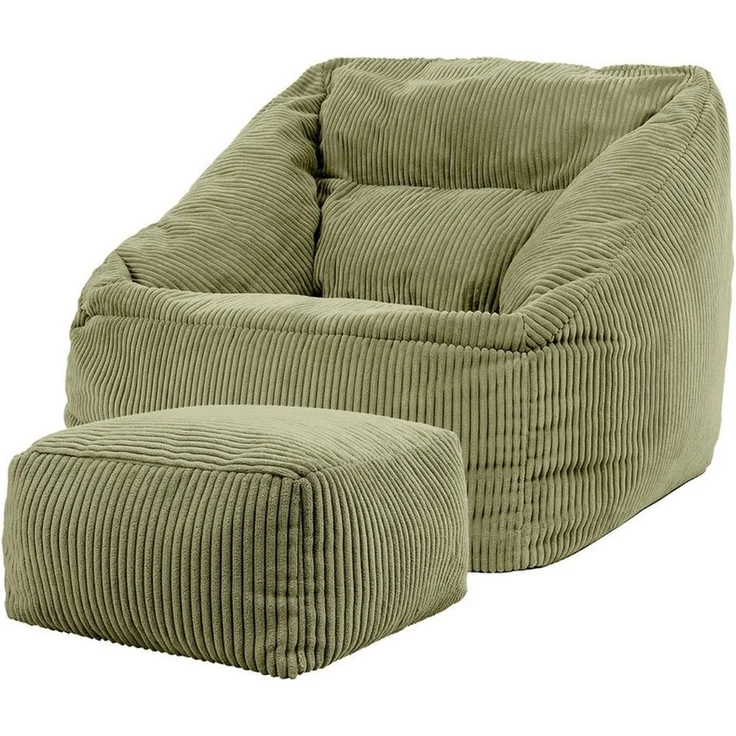 icon Sitzsack Riesen Sessel aus Cord Flauschig „Natalia" mit Hocker (Spar-Set, 1 x Sitzsack-Sessel, 1 x Fußhocker), Sitzsack XXL, Made in Germany, für Erwachsene & Kinder, für Wohnzimmer – Bild 5