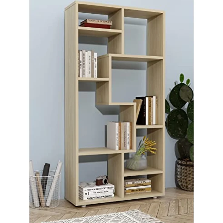 MID.YOU Mid.you Regal, Honigeiche, Holzwerkstoff, stehend, 58x116x20 cm für Wohnzimmer und Bücherregale – Bild 2