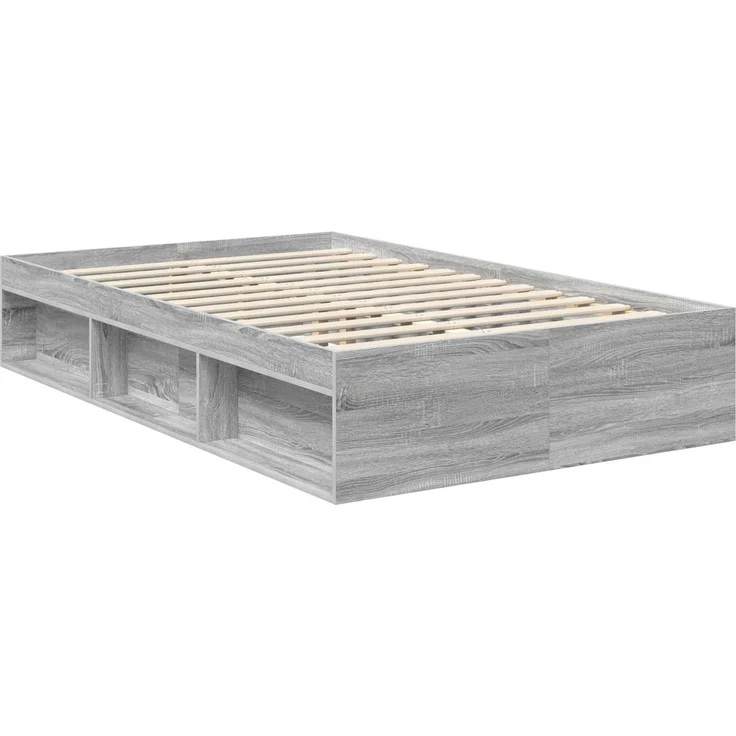 vidaXL Bettrahmen Graues Sonoma 120 x 190 cm Massives Kiefernholz 3413340 – Bild 4