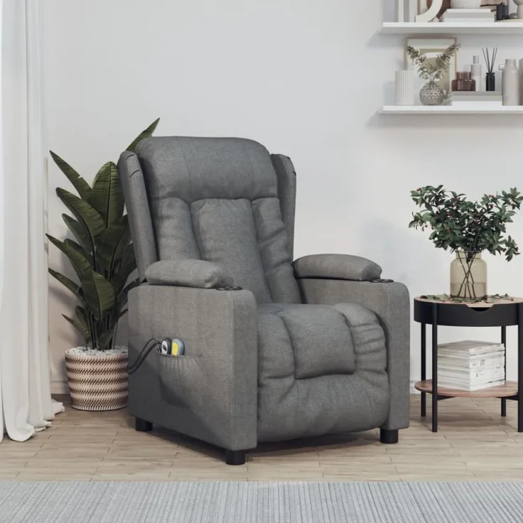 vidaXL Massagesessel Elektrisch Dunkelgrau Stoff [3098790]