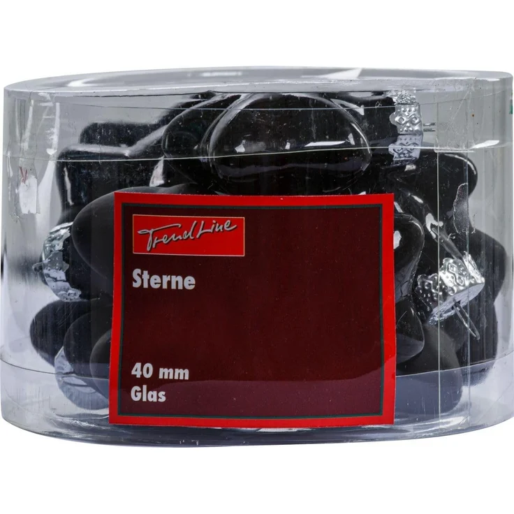 TrendLine Weihnachtskugeln Glas-Sterne 4 cm schwarz 12 Stück – Bild 3