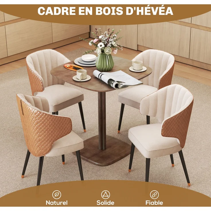 JARDJ Esstisch für 4 Personen, quadratischer Küchentisch, modernes Design mit Tischplatte in Holzoptik, 70 x 70 cm, braun – Bild 6