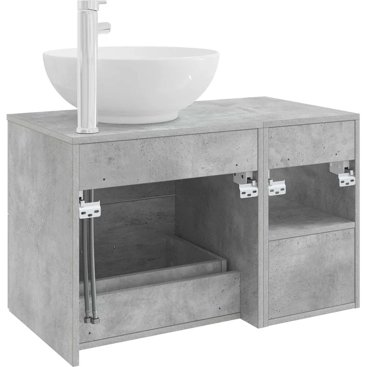 vidaXL Badezimmerschrank-Set 2 stk. Betongrau 79,5 x 44,5 x 80 cm 3403915 – Bild 6