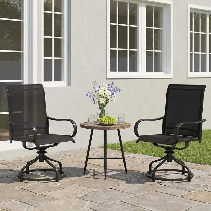 TLGREEN Gartenstuhl 360° drehbar, 2er Set Vollstahl-Teslin-Drehstuhl, (Wetterfeste Rostbeständig,bis 150 kg belastbar, 2 St), Für Terrasse Garten Balkon Bistrot