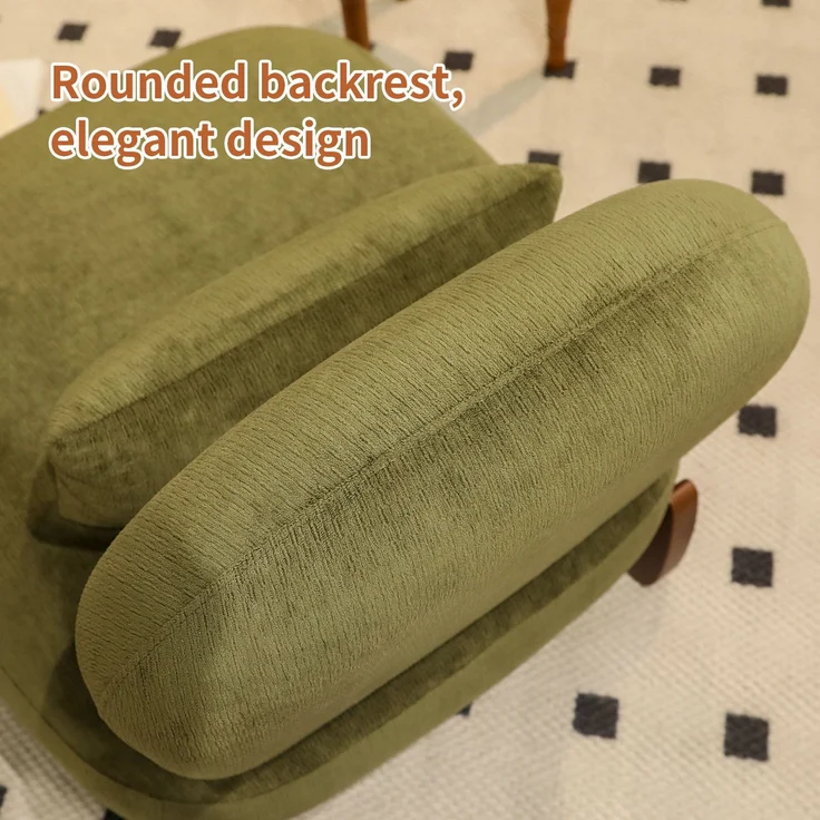 LVHOM Sessel Velvet Glamour mit Holzgestell, Loungesessel mit Kissen, Polstersessel für Wohnzimmer & Schlafzimmer, Skandi-Design, Grün – Bild 5