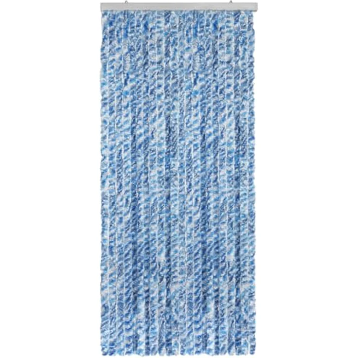 Moritz Flauschvorhang aus Chenille 100 x 230 cm blau grau weiß gestreift Türvorhang als Fliegenschutz Insektenschutz für Camping Wohnwagen – Bild 5