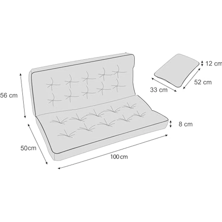 Bjird Bankauflage Pola 100 cm 120 cm 150 cm 180 cm, für Gartenbank und Hollywoodschaukel - inkl. 2 Stück Seitenkissen – Bild 5