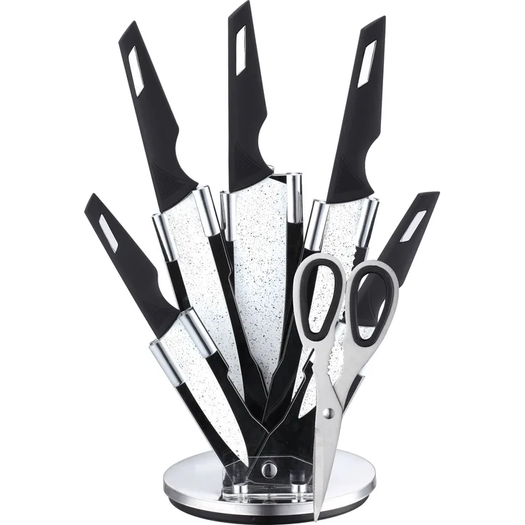 7-teiliges Küchenmesser-Set für Hobbyköche All-in-One Lösung für Ihre Küche Marmor Weiß