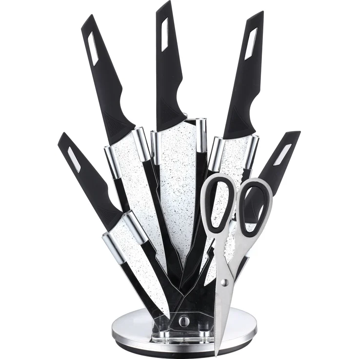 7-teiliges Küchenmesser-Set für Hobbyköche All-in-One Lösung für Ihre Küche Marmor Weiß