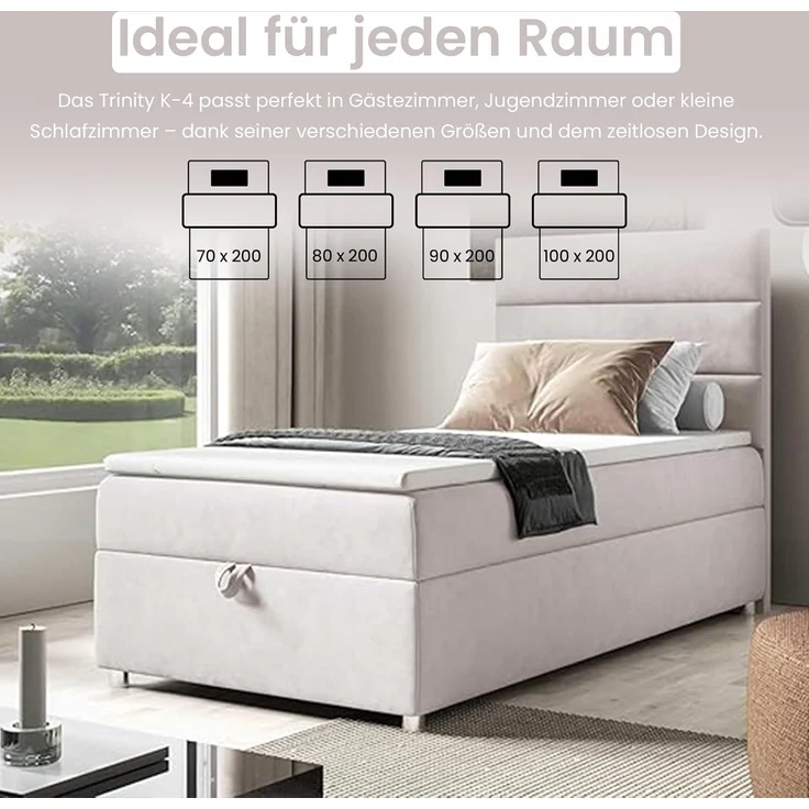 Best For Home Box Spring Bed with 7-Zone Bonell Spring Mattress, Box Spring Bed with Mattress and Storage Space – Bild 4