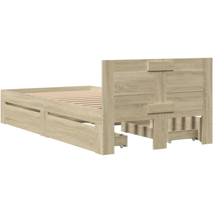 vidaXL Bettgestell mit Kopfteil Sonoma-Eiche 100x200 cm Holzwerkstoff 3295578 – Bild 6